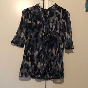 Camouflage like blue green dress shirt